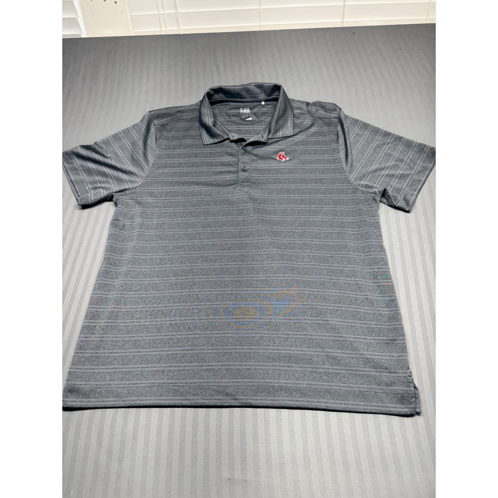 Cutter & Buck Boston Red Sox MLB Polo Shirt Mens XL Gray Striped Golf Top